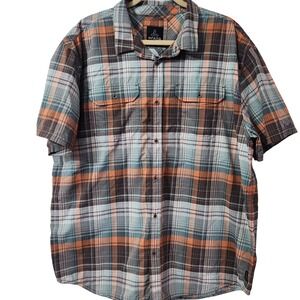 PrAna Mens Plaid Short Sleeve Casual Button Down Shirt XXL